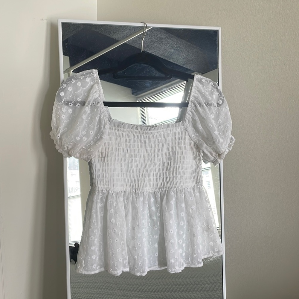 White Eyelet Top